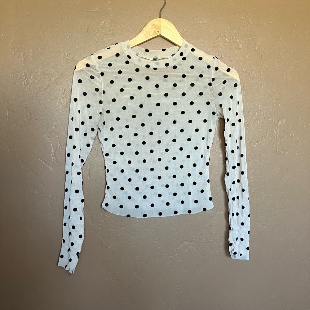 Polka Dot Sheer Long Sleeve Top